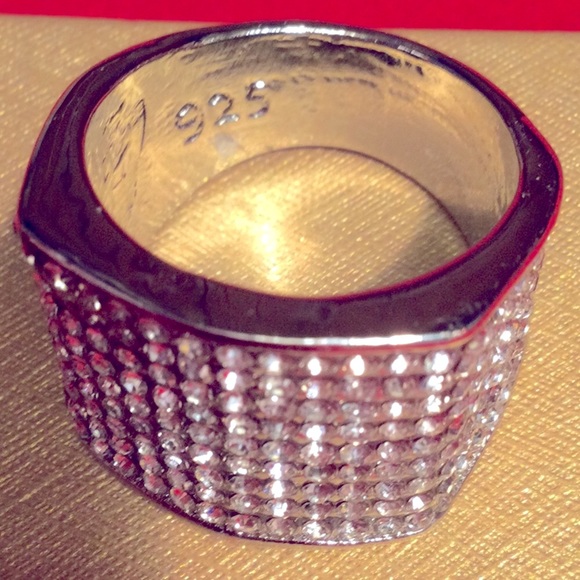 925 STERLING SILVER BLING RING Men/Unisex Engagement Cocktail Ring - Picture 4 of 5